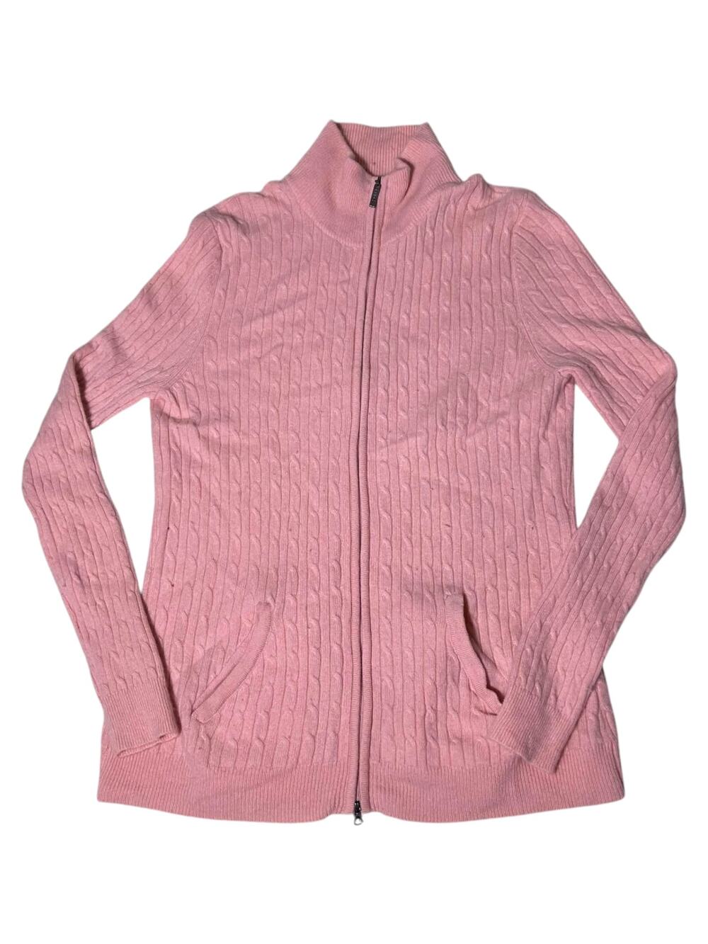 TEHAMA Nancy Haley Pink Cable Knit Sweater 100% Cashmere Women's S Coquette